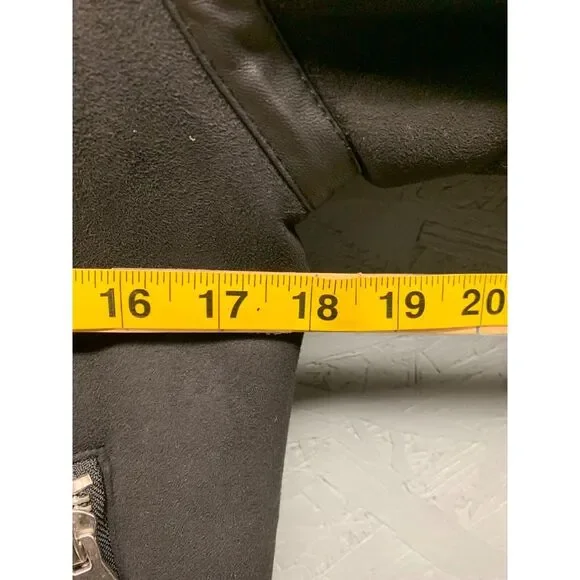 H&M Sherpa Faux Fur Lined Suede Jacket Women’s XS Black‎ Cozy Winter Coat - Picture 10 of 12